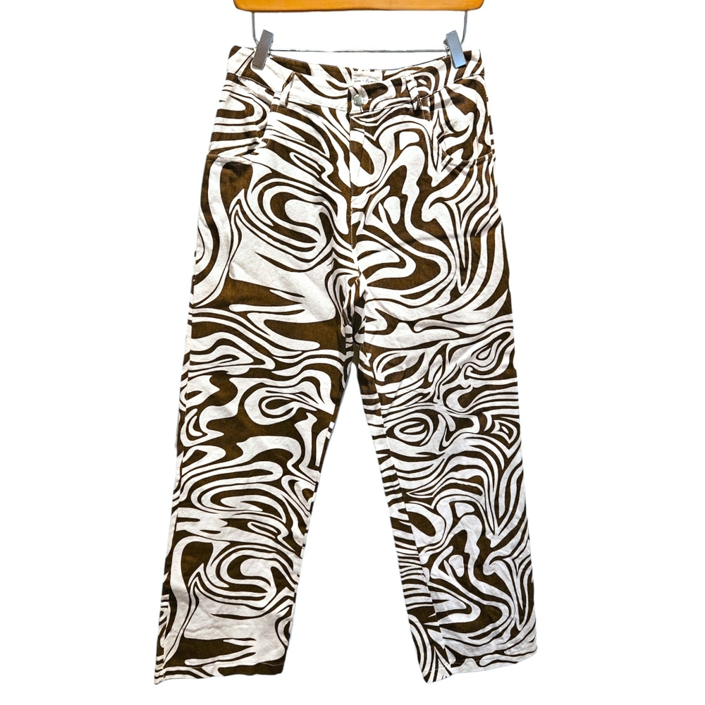 Love & Harmony‎ Wavy Printed Brown & White Straight Leg Pants